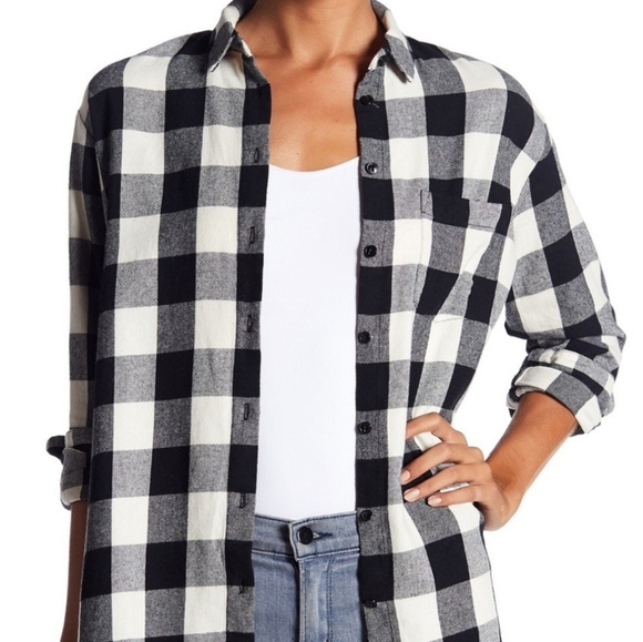 Madwell Casual oversized plaid check button down flannel XS - Picture 1 of 10